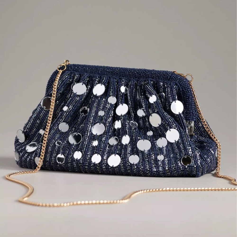 NWT Anthropologie Mirror Beaded Clutch - Crossbody